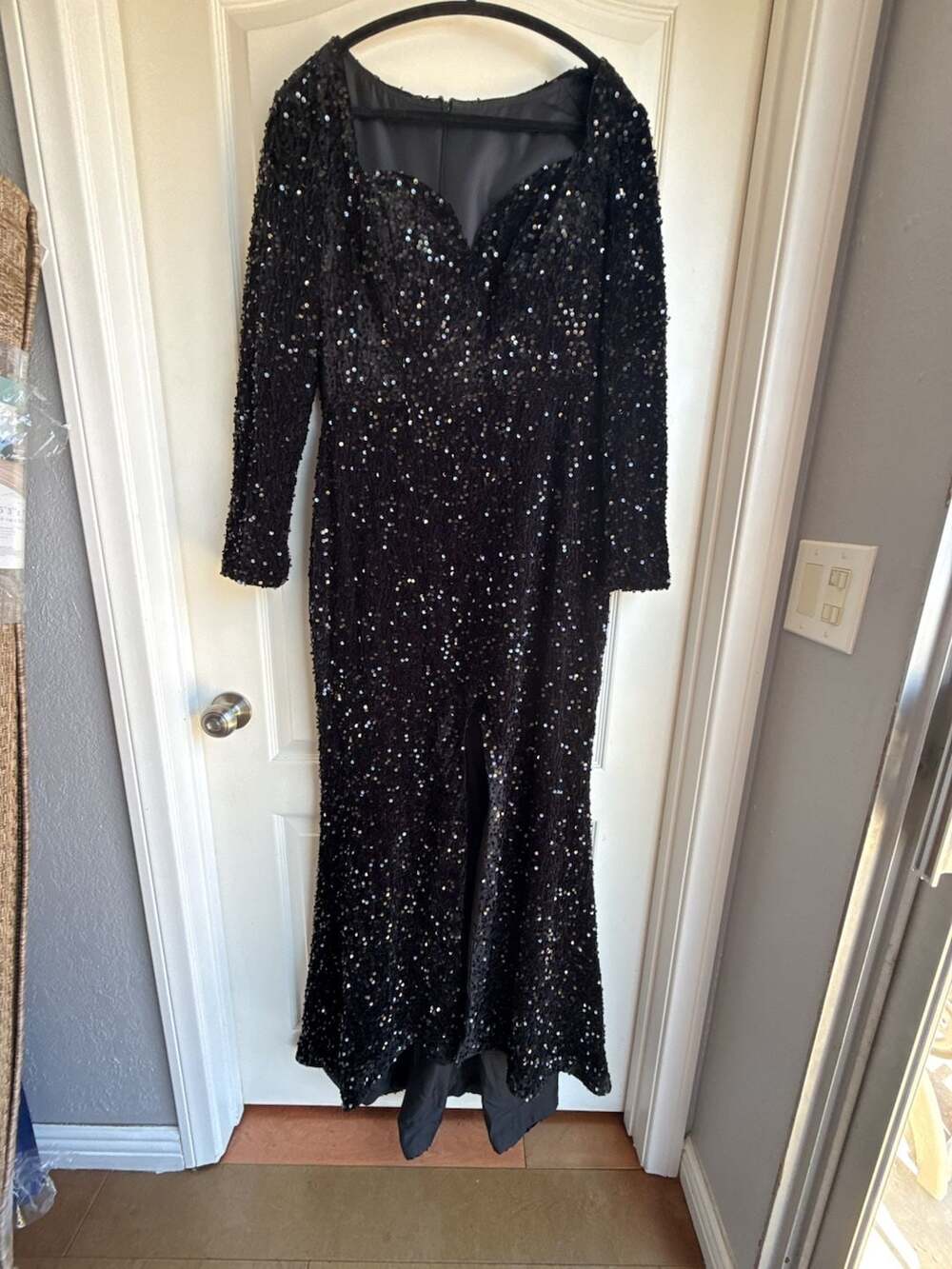 Luxury Sequin Evening Gown | Velvet V Neck | Mermaid Fit | Floor Length